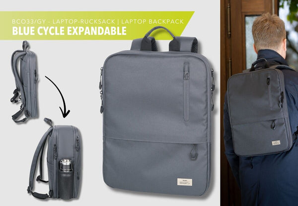 Troika Blue Cycle Expandable Laptop Backpack