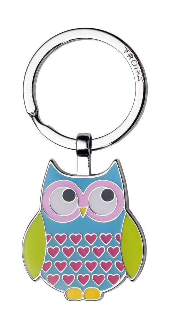 Troika Owl Rosy Charm Keychain Blue