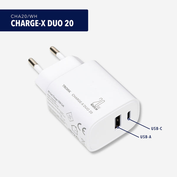 Troika CHARGE-X DUO 20 European Travel Charger