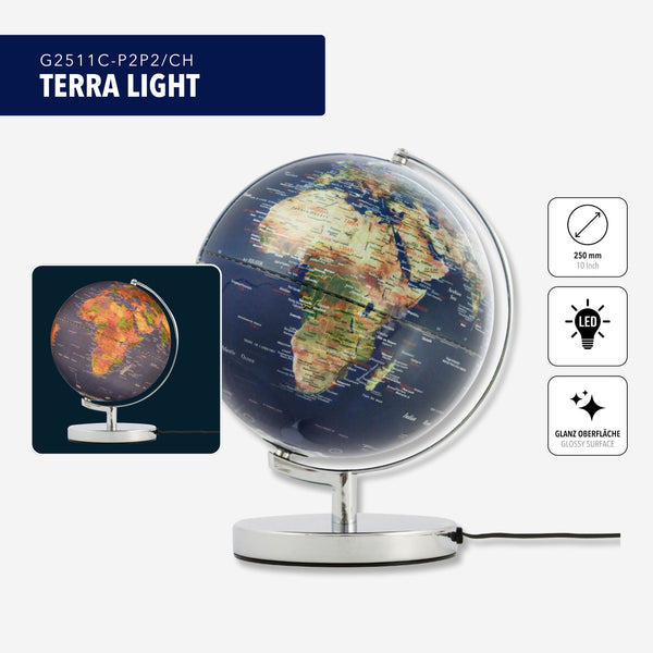 Troika TERRA LIGHT 10-Inch Illuminated Table Globe