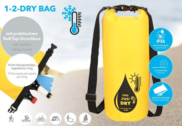 Troika 1-2-Dry Waterproof 10 Liter Dry Cooler Bag for Water Sports