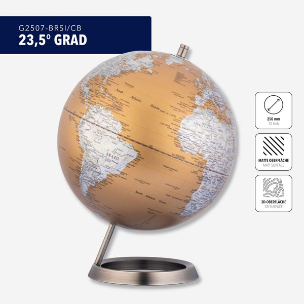 Troika 23.5 Grad 10 Inch Globe on Machined Metal Stand