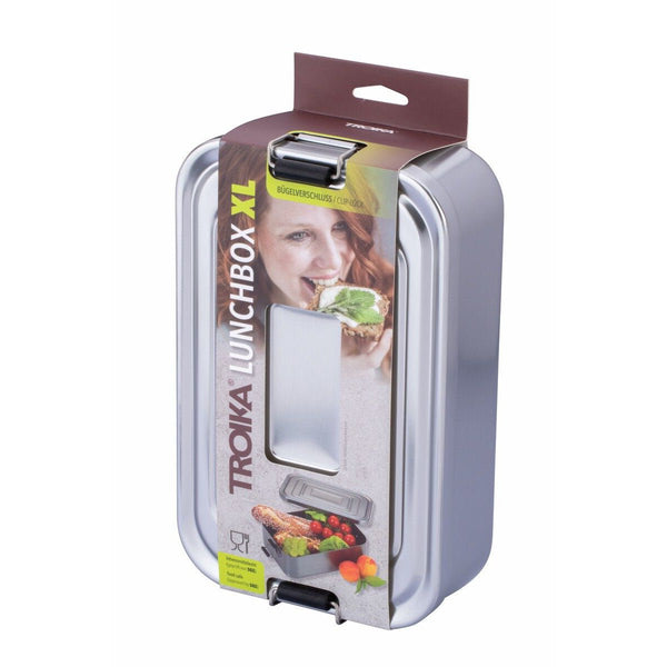 Troika Aluminum Lunch Box with Classic Clip Lock Design Extra Large