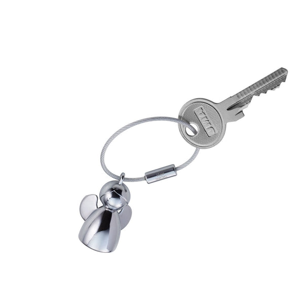 Troika Angelina Angel Keyring Cast Metal Shiny Chrome Item KR17-32/CH shown with key