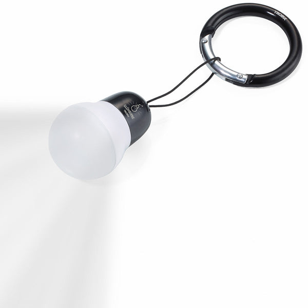 Troika Bag Light LED Keychain Lightbulb in black. Item  TOR22/BK, Showing Light on