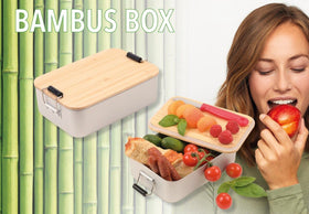 Troika Bambus Lunchbox with Classic Clip Lock Design and Bamboo Lid