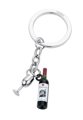 Troika BORDEAUX, Keychain with Wine Bottle and Wineglass Charm
