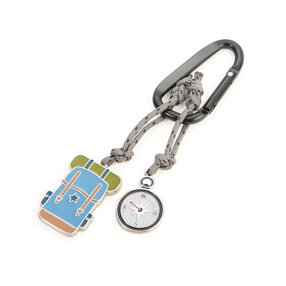 Troika Carabiner Clip Keychain with Backpack and Compass Charms