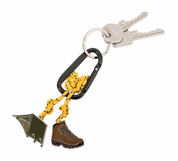 Troika Carabiner Clip Keychain with Tent and Hiking Boot Charms