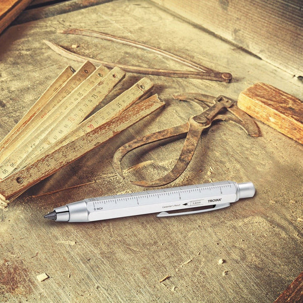 Troika Construction Carpenters Pencil Silver Finish on Work Bench