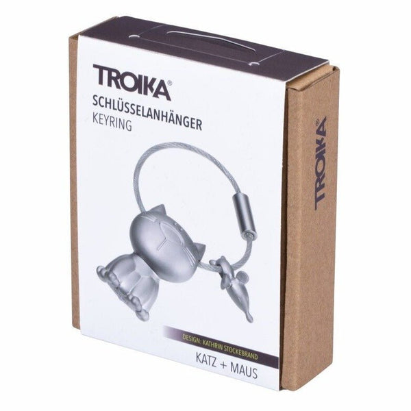 Troika Cat & Mouse Charm Nail Friendly Keychain Mat Silver