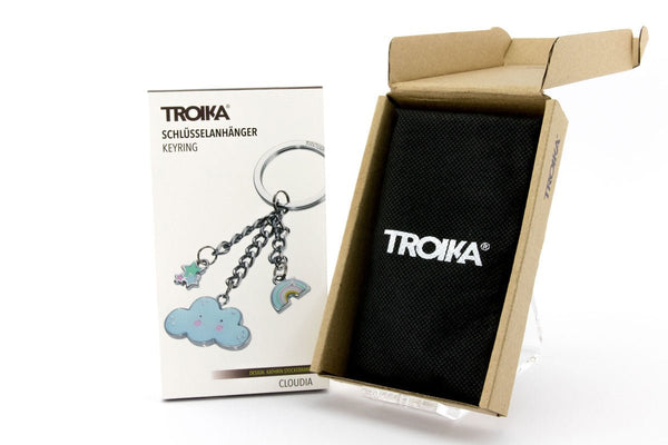 Troika Claudia Charm Key-ring, Item KR17-33/CH gift box shown open