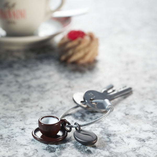 Troika Coffee 2 Go Keychain with Nail-Friendly Loop and Coffee Charms