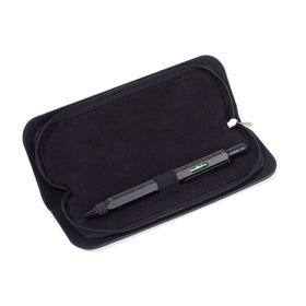 Troika Construction Pen Black Gold Pen in Zipper Case - Case Open