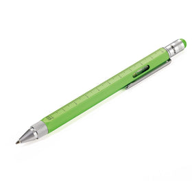 Troika Construction Ballpoint Pen Neon Green - Image showing scales, Level and Stylus