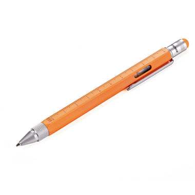 Troika Construction Ballpoint Pen Neon Orange - Image showing scales, Level and Stylus