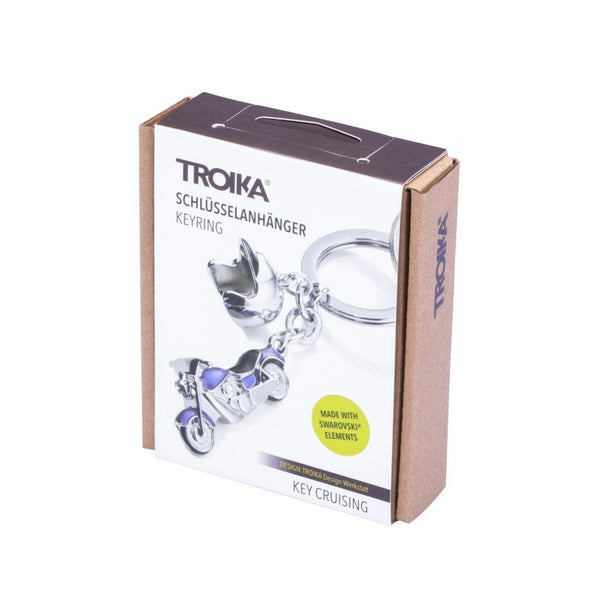Troika Cruising Motorcycle and Helmet Charm Keychain with  SWAROVSKI® ELEMENTS