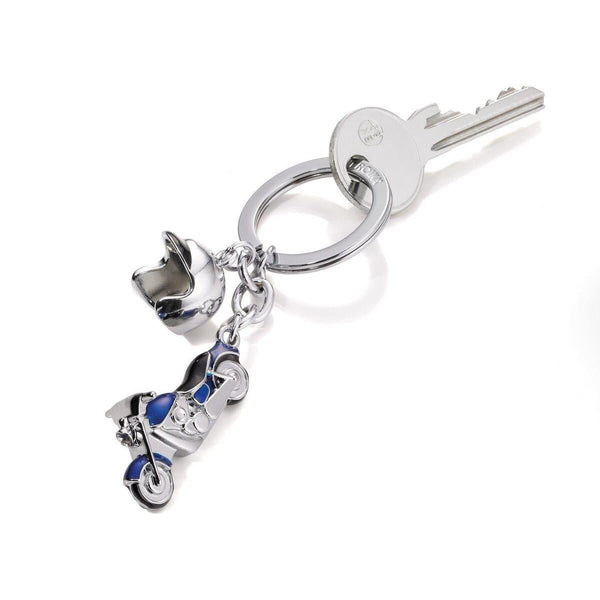 Troika Cruising Motorcycle and Helmet Charm Keychain with  SWAROVSKI® ELEMENTS