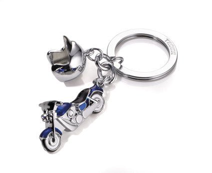 Troika Cruising Motorcycle and Helmet Charm Keychain with  SWAROVSKI® ELEMENTS