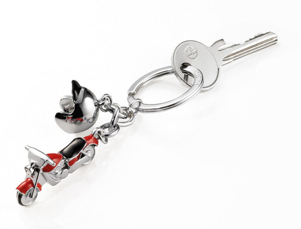 Troika Cruising Motorcycle and Helmet Charm Keychain with  SWAROVSKI® ELEMENTS
