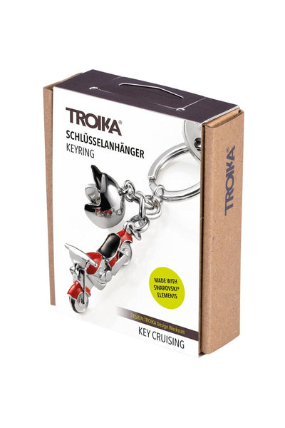 Troika Cruising Motorcycle and Helmet Charm Keychain with  SWAROVSKI® ELEMENTS