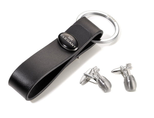 Troika Cufflink Set Golf Club Bag with Leather Keychain