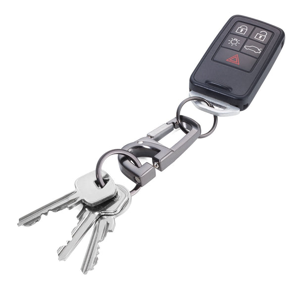 Troika D-Click Click-lock Carabiner Keyring shown with keys and car key-fob