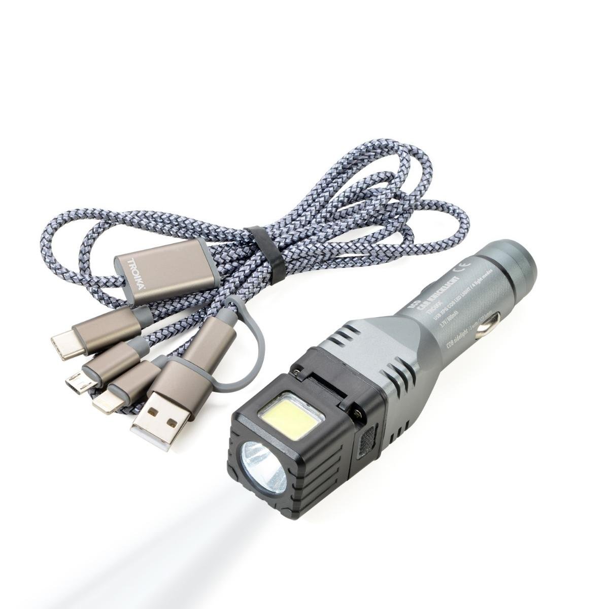 auto rechargeable emergency led flashlight Troika Bendable USB Rechargeable Multi-Function Flashlight Black