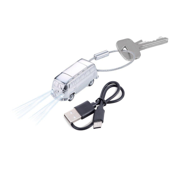 Troika Eco-Light USB Rechargeable VW T1 1962 Bus, LED Light Keychain Chrome