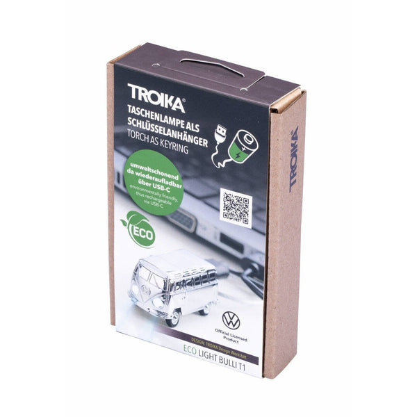 Troika Eco-Light USB Rechargeable VW T1 1962 Bus, LED Light Keychain Chrome