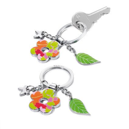 Troika Enamel Flower Power Charm Keychain