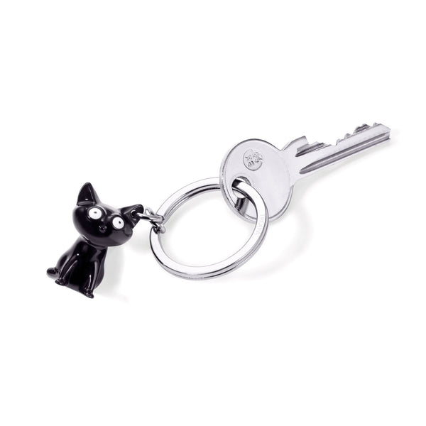 Troika Felix, Keychain with Cat Charm in Black