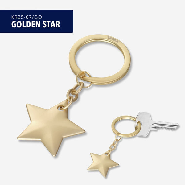 Troika GOLDEN STAR Keychain – Matte Gold Metal Star Design