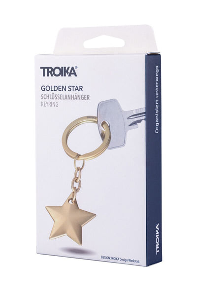 Troika GOLDEN STAR Keychain – Matte Gold Metal Star Design