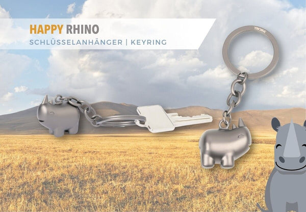 Troika HAPPY RHINO, Rhinoceros Charm Keychain
