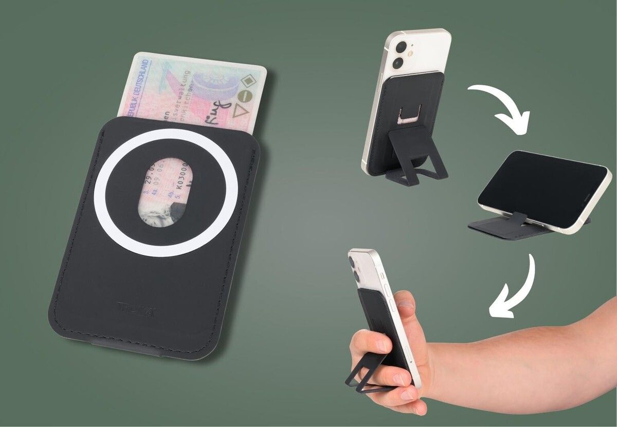 Troika HILDECARD MagSafe iPhone Card Case and Stand Black Troika HILDECARD MagSafe iPhone Card Case and Stand Black