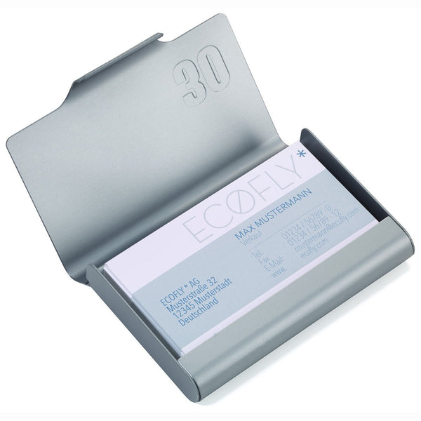Troika Jumbo 30 Business Card Case with Number Emboss. Card Case shown open.Troika Item CDC78/TI