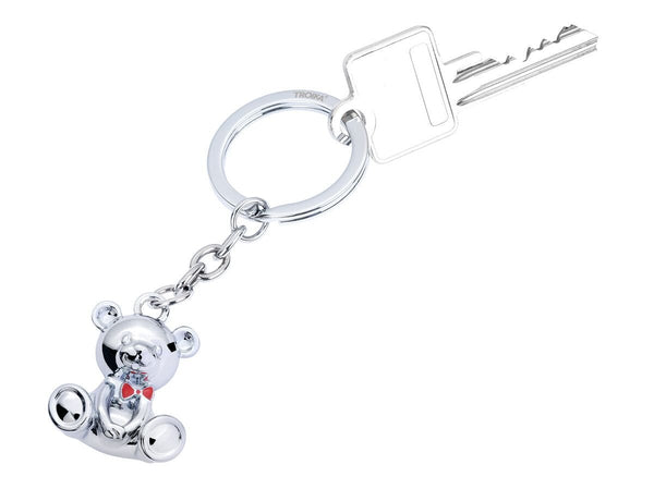 Troika Keychain BARND with 3D Teddy Bear Charm in Chrome