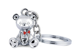 Troika Keychain BARND with 3D Teddy Bear Charm in Chrome