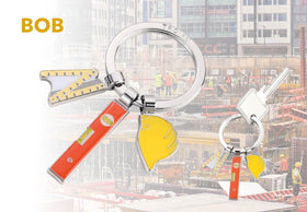 Troika Keychain Bob, Charm Keychain with 3 Construction charms