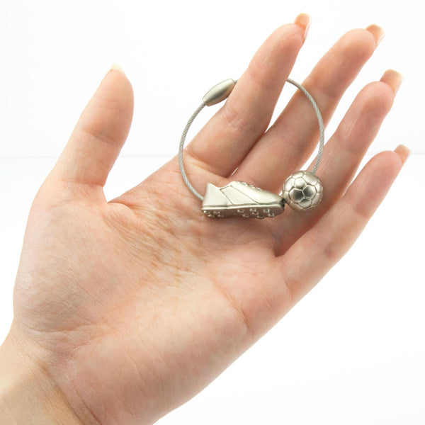 Troika Kick Soccer Ball and Cleats Keyring with Nail Friendly Loop