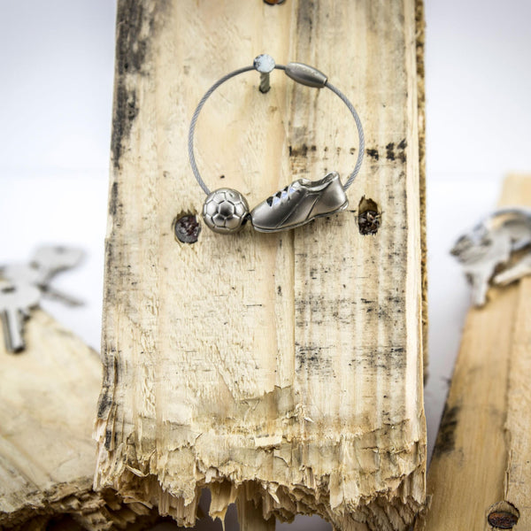 Troika Kick Soccer Ball and Cleats Keyring with Nail Friendly Loop