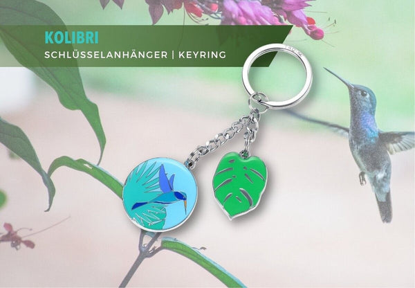 Troika Kolibri Keychain with Enameled Hummingbird Charm