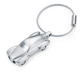 Troika Light Rider, LED Light Keychain in shape of Classic Car Matt Silver with nail friendly wire loop. Troika Item KR10-53/MA