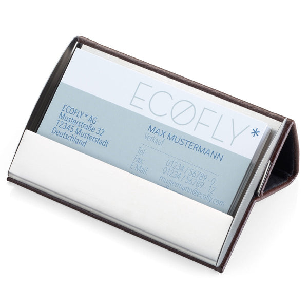 Troika Business Card Case and Stand (Brown) in stand form, CDC15-04/BR