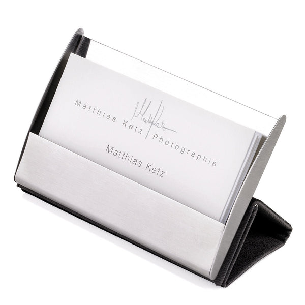 Troika Business Card Case and Stand (Grey) in stand form, CDC15-04/ST