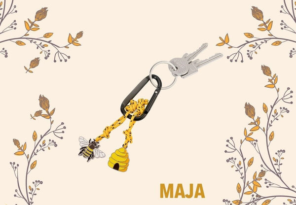 Troika Maja Carabiner Clip Keychain with Bee and Beehive Charms