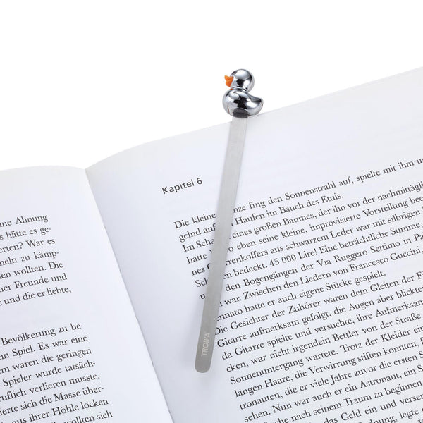 Troika Silver Duck Charm Bookmark BKM24/CH on a page
