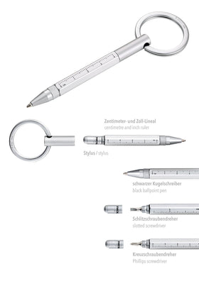 Troika Micro Construction Multi Functional Ballpoint Tool Pen Keyrings