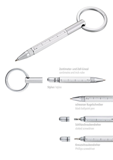 Troika Micro Construction Multi Functional Ballpoint Tool Pen Keyrings